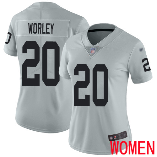 Oakland Raiders Limited Silver Women Daryl Worley Jersey NFL Football #20 Inverted Legend Jersey->women nfl jersey->Women Jersey
